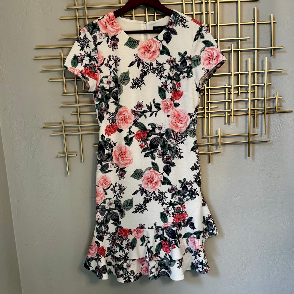 Ivanka Trump Floral Textured Peplum Sheath Dress Size 4